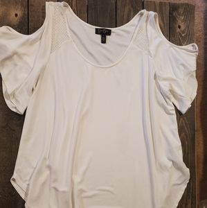 Off White Cold Shoulder Flowy Blouse